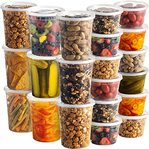 Deli Food Containers with Lids - (48 Sets) 24 - 32 Oz Quart Size & 24 - 16  Oz Pint Size Airtight Food Storage Takeout Meal Prep Containers with 54