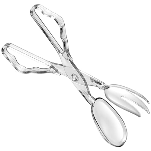 Pack of 1 11-Inch Clear Plastic Scissor Salad Tongs - Premium, Heavy-Duty, Reusable Serving Utensils for Catering, Cooking, Buffets, Party Supplies, and Weddings, Dishwasher Safe (1)