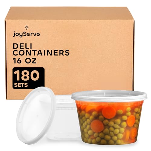 JoyServe Deli Food Containers with Lids for Food, Snacks, Takeout, Meal Prep - Durable Clear Containers for Food - Stackable and Durable, Dishwasher & Microwave Safe