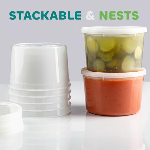 Deli Food Containers with Lids - 8 oz or 32oz for Food, Snacks, Takeout, Meal Prep - 1 Cup Small Durable Clear Containers for Food - Stackable and Durable, Freezer, Dishwasher & Microwave Safe