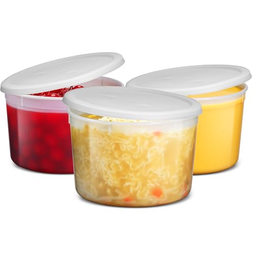 Deli Food Containers with Lids - 8 oz or 32oz for Food, Snacks, Takeout, Meal Prep - 1 Cup Small Durable Clear Containers for Food - Stackable and Durable, Freezer, Dishwasher & Microwave Safe
