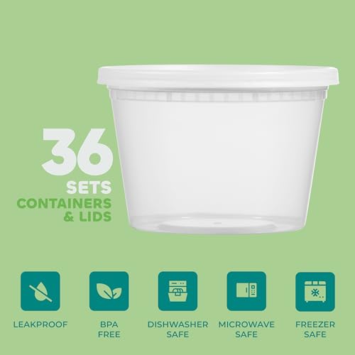Deli Food Containers with Lids - 8 oz or 32oz for Food, Snacks, Takeout, Meal Prep - 1 Cup Small Durable Clear Containers for Food - Stackable and Durable, Freezer, Dishwasher & Microwave Safe