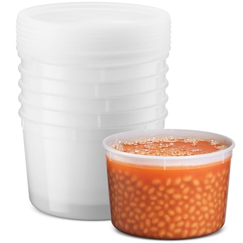 Deli Food Containers with Lids - 8 oz or 32oz for Food, Snacks, Takeout, Meal Prep - 1 Cup Small Durable Clear Containers for Food - Stackable and Durable, Freezer, Dishwasher & Microwave Safe
