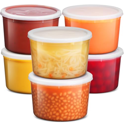 Deli Food Containers with Lids - 8 oz or 32oz for Food, Snacks, Takeout, Meal Prep - 1 Cup Small Durable Clear Containers for Food - Stackable and Durable, Freezer, Dishwasher & Microwave Safe