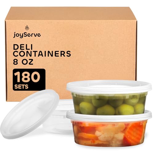 JoyServe Deli Food Containers with Lids for Food, Snacks, Takeout, Meal Prep - Durable Clear Containers for Food - Stackable and Durable, Dishwasher & Microwave Safe