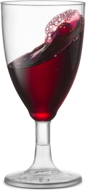 JoyServe Plastic Wine Glasses Disposable - 7 Oz Clear BPA-Free Plastic Wine Glasses with Stem, Reusable Party Wine Cups for Outdoor Parties, Weddings, Toasts, Drinks, Catering