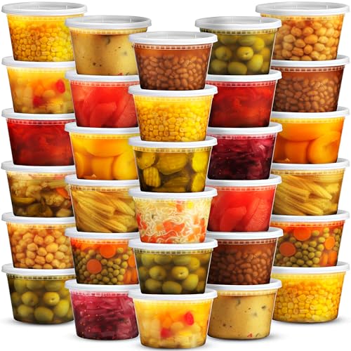 Deli Food Containers with Lids - 8 oz or 32oz for Food, Snacks, Takeout, Meal Prep - 1 Cup Small Durable Clear Containers for Food - Stackable and Durable, Freezer, Dishwasher & Microwave Safe