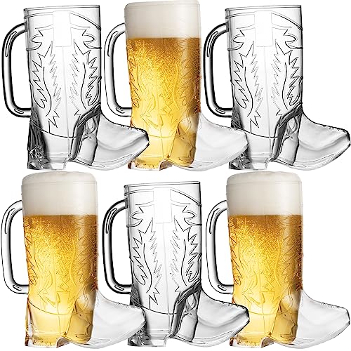 JoyServe Cowboy Boot Cups - 17oz Cowboy and Cowgirl Drink Mugs, Reusable BPA-Free Plastic Mug with Handle for Western Themed Rodeo Birthday Party Decorations and Supplies