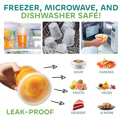 JoyServe Deli Food Containers with Lids - 32 Oz Quart Size & 24-16 Oz Pint Size Airtight Food Storage Takeout Meal Prep Containers with 54 Lids, BPA-Free, Dishwasher, Microwave Safe