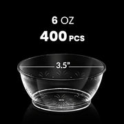 JoyServe Clear Mini Plastic Bowls - (Bulk 400 Pack) 6 Oz Disposable Premium Hard Plastic Dessert Bowls for Serving, Weddings, Catering, Parties, Ice Cream, Salsa, Home or Event Party Supplies