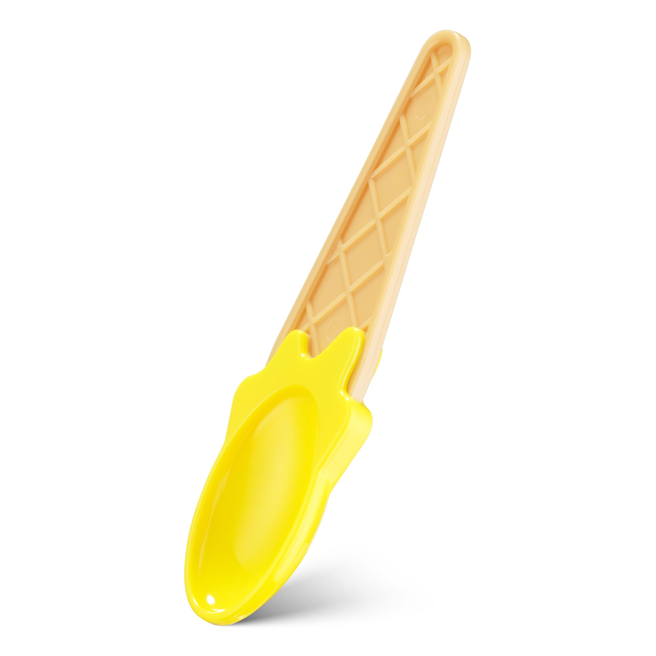 JoyServe Ice Cream Bowls and Spoons Set - (Pack of 6) Reusable Plastic Ice Cream Cups and Waffle Cone Shaped Spoons for Dessert, Frozen Yogurt, Gelato, Birthday Party Decorations