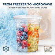 JoyServe 48 Sets Deli Containers with Lids – 8oz, 16oz & 32oz – Leak Proof, Microwaveable, Dishwasher & Freezer Safe – Plastic Food Storage & Soup Containers
