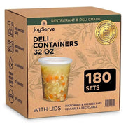JoyServe 32 oz Deli Containers with Lids – 180 Pack Bulk Soup Containers with Lids – 32 Ounce Food Storage Containers for Restaurant, Deli, Catering & Meal Prep