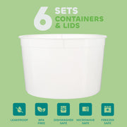 64 Oz Plastic Food Storage Containers (6-Sets) Leak-Proof Deli Containers