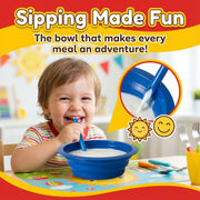 JoyServe Cereal Bowls with Straws for Kids (Set of 18-20-Ounce) BPA-Free Plastic Reusable Bowls with Built-In Straws for Children - Dishwasher and Microwave Safe, Includes 3 Cleaning Brushes