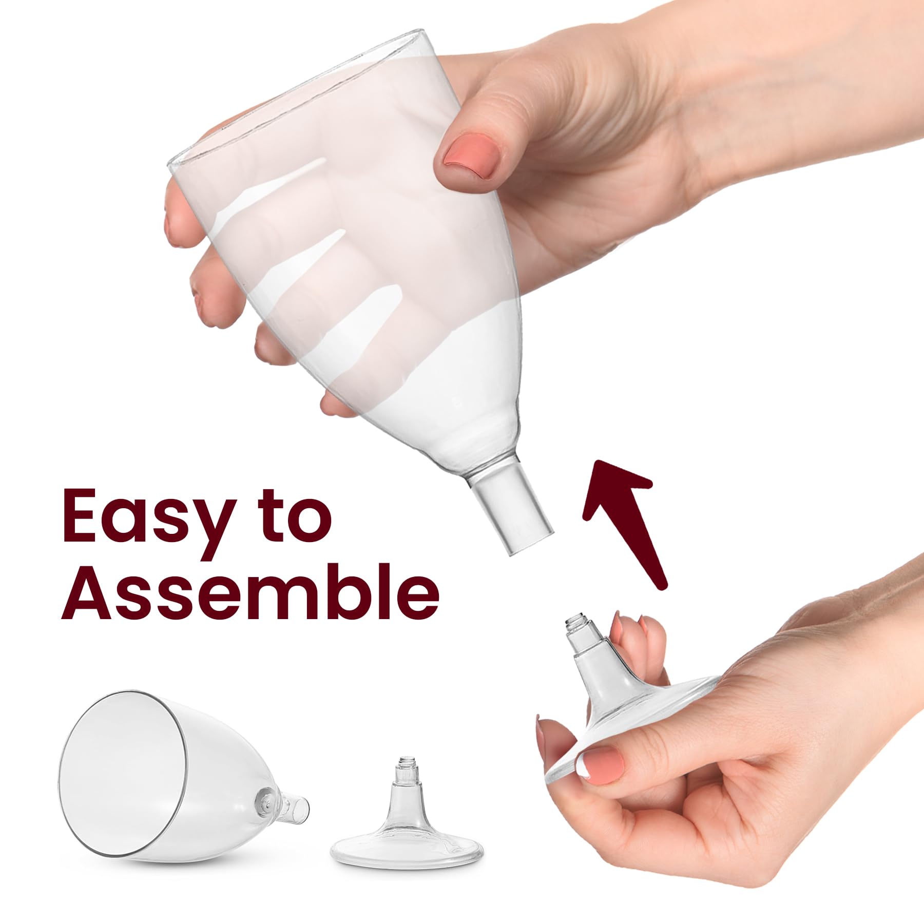 JoyServe Plastic Wine Glasses Disposable - 7 Oz Clear BPA-Free Plastic Wine Glasses with Stem, Reusable Party Wine Cups for Outdoor Parties, Weddings, Toasts, Drinks, Catering