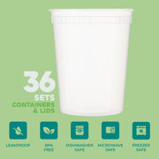 JoyServe 32 Oz Deli Food Containers with Lids - (72 Sets) Quart Airtight Plastic Food Storage for Takeout, Meal Prep, To-Go, Soup Freezer Containers with 72 Lids, BPA-Free, Dishwasher, Microwave Safe
