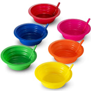 JoyServe Cereal Bowls with Straws for Kids (Set of 18-20-Ounce) BPA-Free Plastic Reusable Bowls with Built-In Straws for Children - Dishwasher and Microwave Safe, Includes 3 Cleaning Brushes
