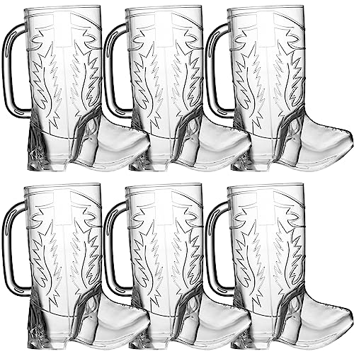 JoyServe Cowboy Boot Cups - 17oz Cowboy and Cowgirl Drink Mugs, Reusable BPA-Free Plastic Mug with Handle for Western Themed Rodeo Birthday Party Decorations and Supplies