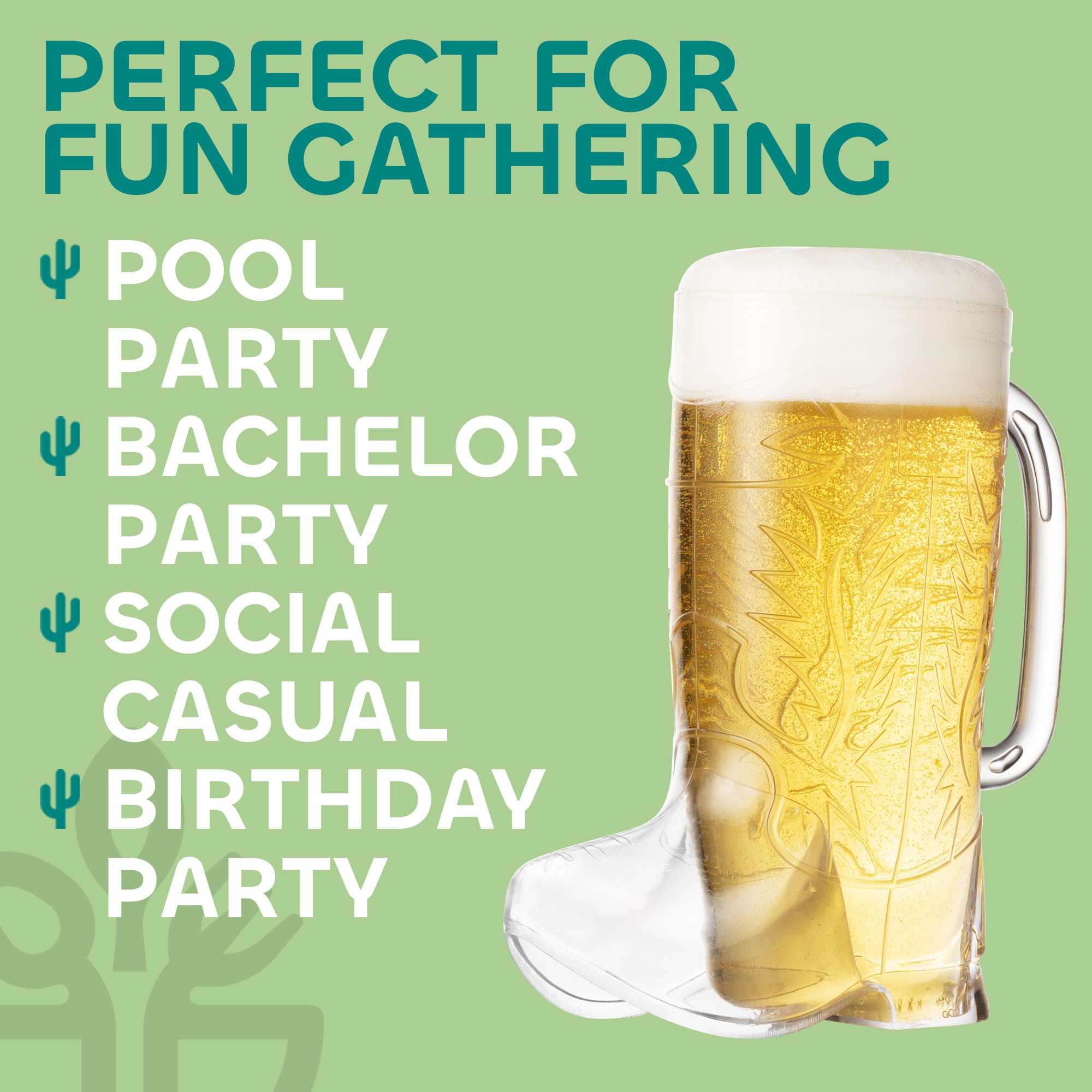 JoyServe Cowboy Boot Cups - (Pack of 6) 17oz Cowboy and Cowgirl Drink Mugs, Reusable BPA-Free Plastic Mug with Handle for Western Themed Rodeo Birthday Party Decorations and Supplies