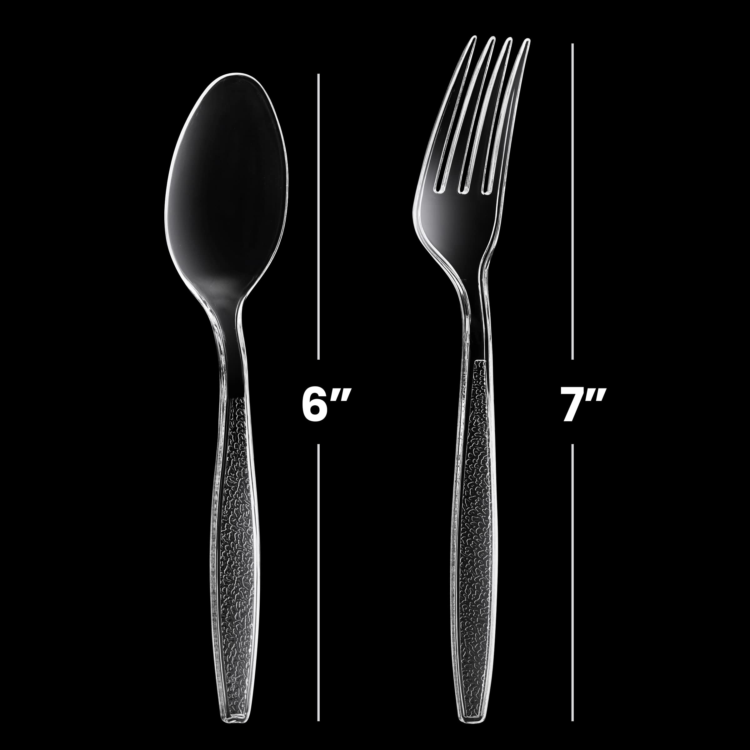 Clear Plastic Cutlery Set - (Bulk Case Pack of 1440 Pcs) Plastic Utensils Heavy Duty, 720 Forks and 720 Spoons, Silverware Sets for Party Supplies, Dinners, Take-Out, Catering, Food Services