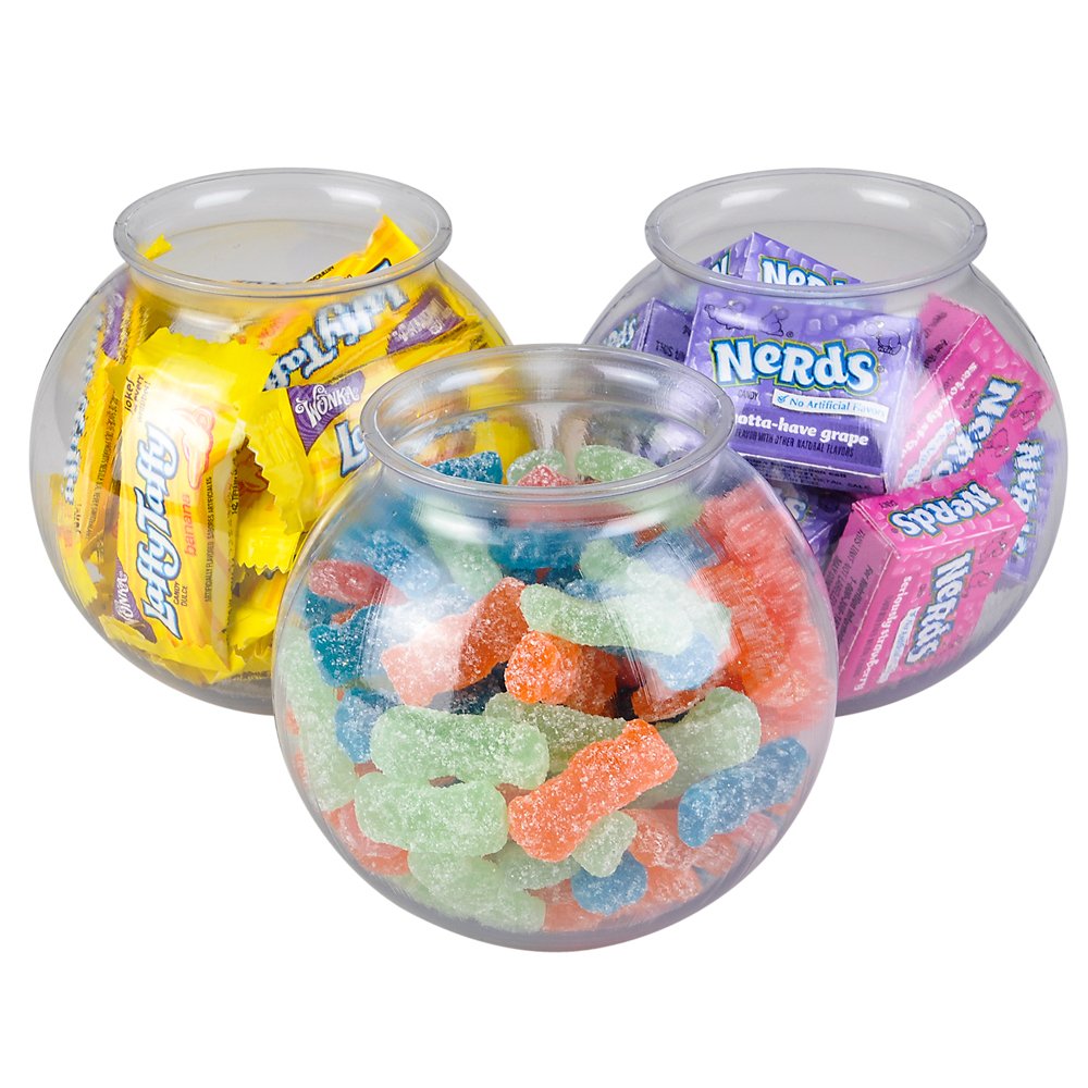 JoyServe 16 Oz Plastic Fish Bowl (6 Pack) 4 Inch Heavy Duty Plastic Ivy Bowls, for Candy, Carnival Games, Prizes, Centerpieces and Party Decoration Supplies, BPA-Free