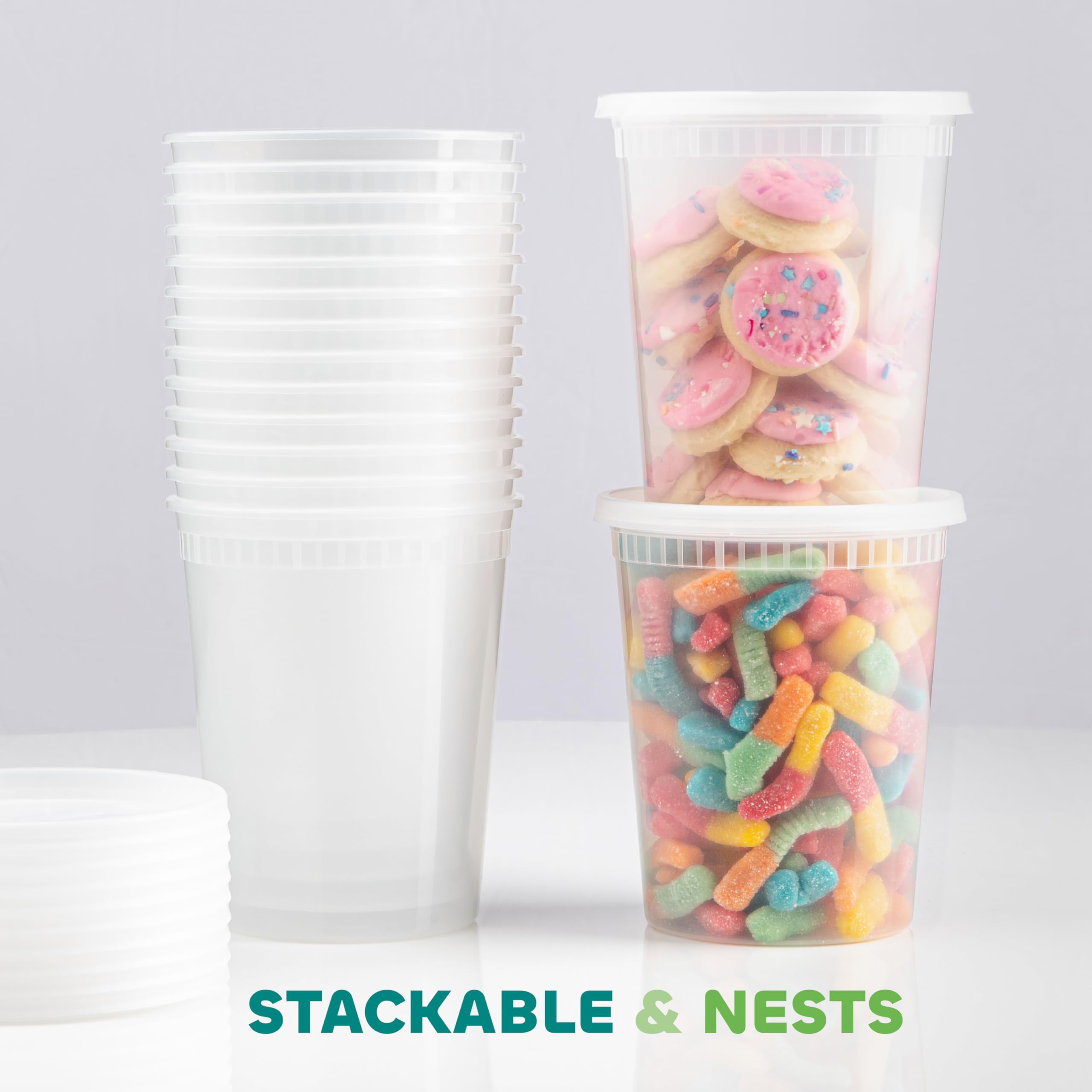 JoyServe Deli Food Containers with Lids for Food, Snacks, Takeout, Meal Prep - Durable Clear Containers for Food - Stackable and Durable, Dishwasher & Microwave Safe