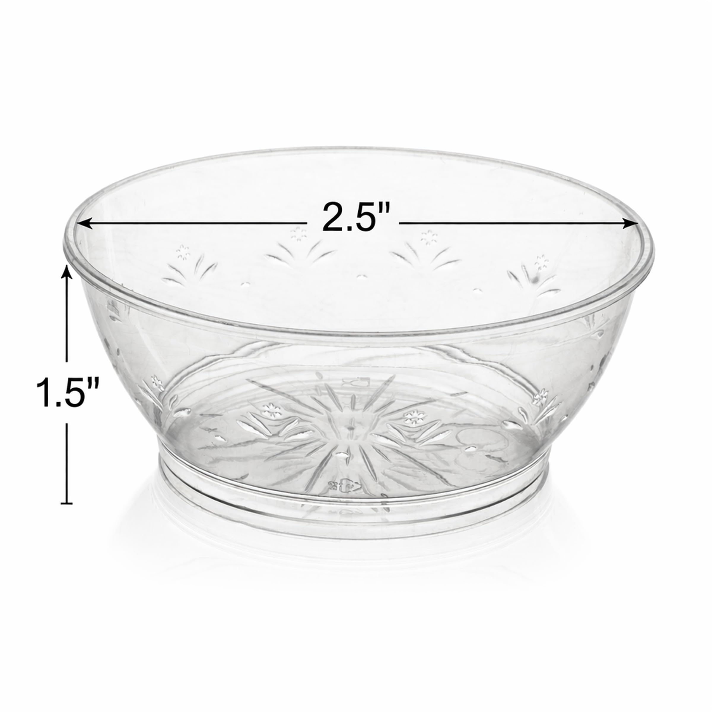 JoyServe Clear Mini Plastic Bowls - (Bulk 50 Pack) 6 Oz Disposable Premium Hard Plastic Dessert Bowls for Serving, Weddings, Catering, Parties, Salsa, Home or Event Party Supplies