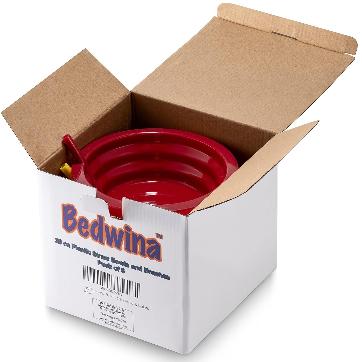 JoyServe Cereal Bowls with Straws and Straw Cups - BPA-Free Plastic Reusable Bowls with Built-In Straws