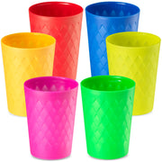 JoyServe Kids Plastic Tumblers, Set of 18, 10 oz Reusable Drinking Cups, Unbreakable, Dishwasher and Microwave Safe, Diamond Embossed, Multicolor