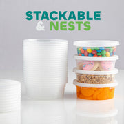 JoyServe 60 Sets (120-Piece) 8 oz Deli Food Containers with Lids for Food, Snacks, Takeout, Meal Prep - 1 Cup Small Durable Clear Containers - Stackable and Durable, Dishwasher & Microwave Safe