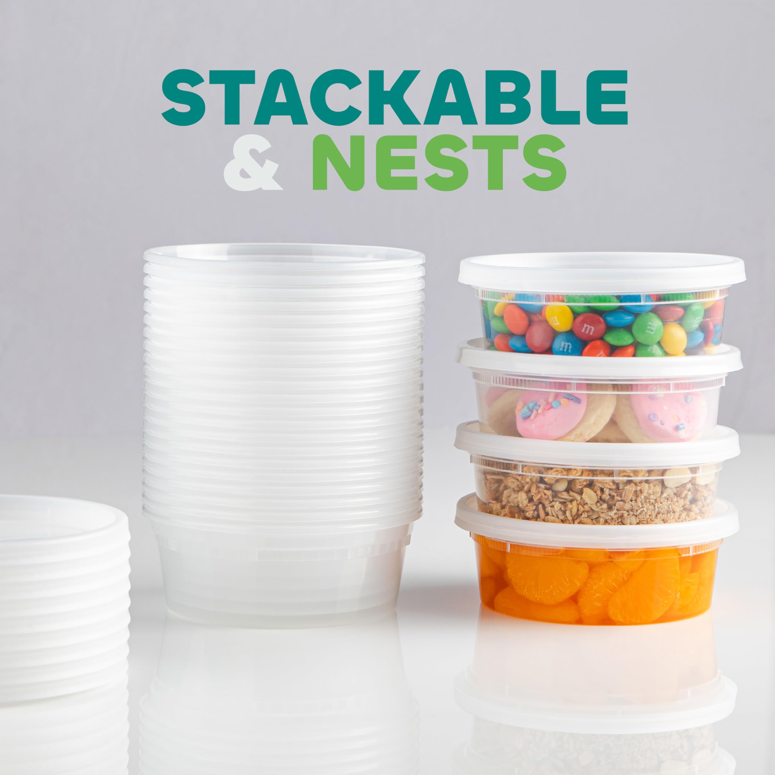 JoyServe Deli Food Containers with Lids - 8 oz 60 Sets- Ideal for Food, Snacks, Takeout, Meal Prep - 1 Cup Small Durable Clear Containers for Food - Stackable and Durable, Dishwasher & Microwave Safe