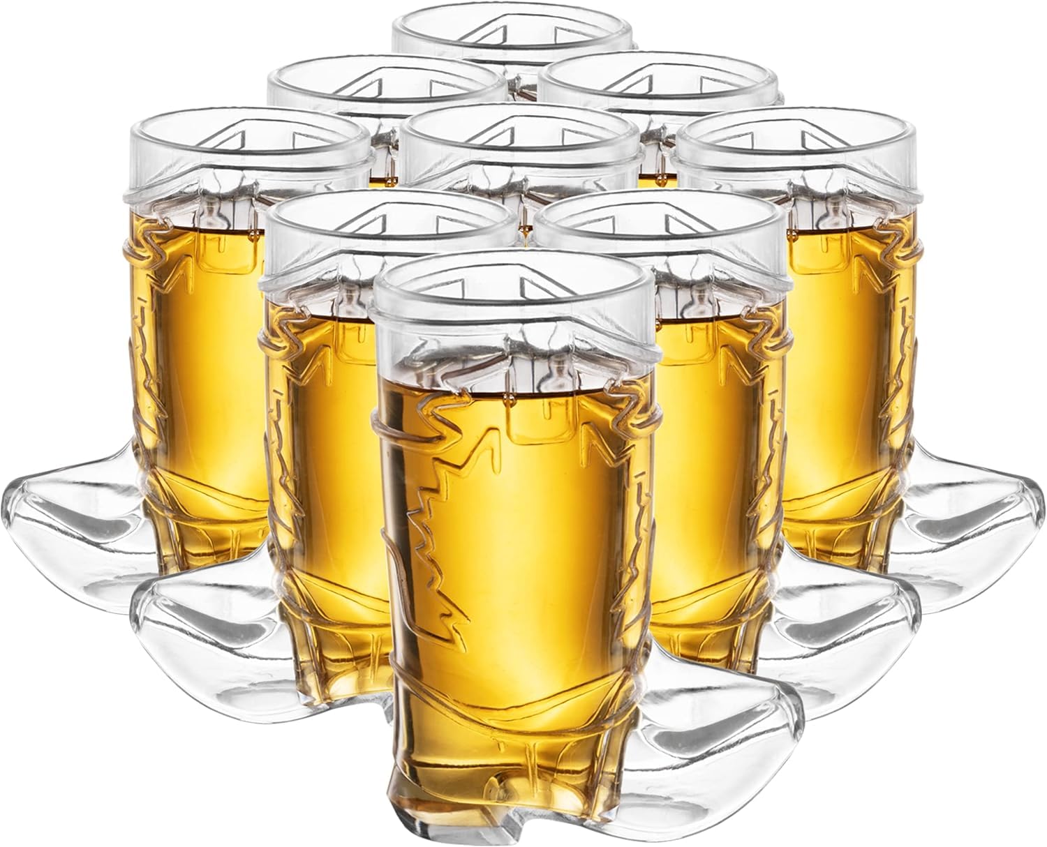JoyServe Cowboy Boot Shot Glasses - Mini Reusable and Disposable Clear Plastic Shot Glass Cups for Themed Birthday Parties Decorations and Cowboy Bachelorette Party Favors, Holds 1-Oz