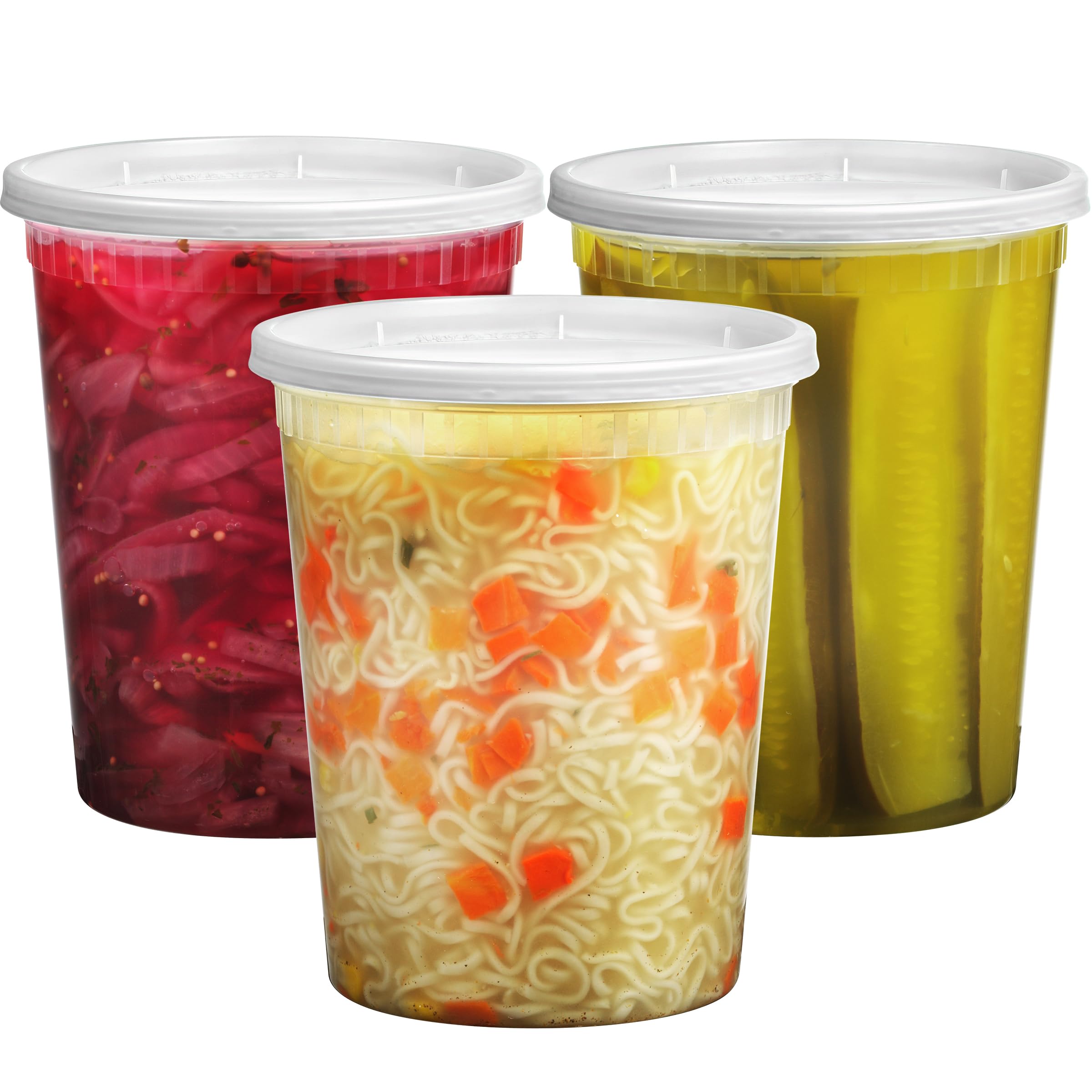 Deli Food Containers with Lids - 8 oz or 32oz for Food, Snacks, Takeout, Meal Prep - 1 Cup Small Durable Clear Containers for Food - Stackable and Durable, Freezer, Dishwasher & Microwave Safe