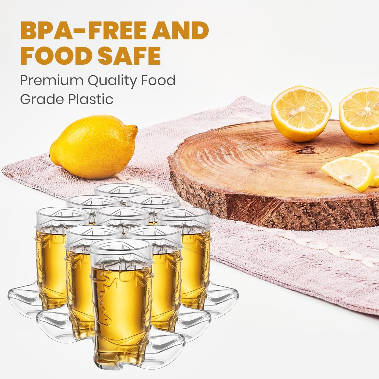 JoyServe Cowboy Boot Cups - 17oz Cowboy and Cowgirl Drink Mugs, Reusable BPA-Free Plastic Mug with Handle for Western Themed Rodeo Birthday Party Decorations and Supplies