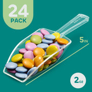 24-Mini Clear Acrylic Plastic Scoops for Candy - Ice Cream Bar, Jars, Containers, Coffee, Flour, Dessert Toppings, Buffets, Kitchen, Weddings, Parties & Concessions, Candy Buffet, 5.5" Candy Scoops