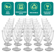 JoyServe Plastic Wine Glasses Disposable - 7 Oz Clear BPA-Free Plastic Wine Glasses with Stem, Reusable Party Cups for Outdoor Parties, Weddings, Toasts, Drinks, Catering (120 Pack)