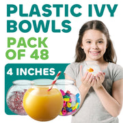JoyServe 16 Oz Plastic Fish Bowl (48 Pack) 4 Inch Heavy Duty Plastic Ivy Bowls, for Candy, Carnival Games, Prizes, Centerpieces and Party Decoration Supplies, BPA-Free