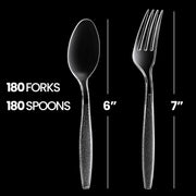 Plastic Forks and Spoons Set - (Bulk Pack 360 Pcs) Clear Plastic Cutlery Utensils Heavy Duty, 180 Forks and 180 Spoons, Silverware Sets for Party Supplies, Dinners, Take-Out, Catering, Food Services