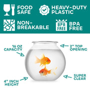 JoyServe 16 Oz Plastic Fish Bowl (12 Pack) 4 Inch Heavy Duty Plastic Ivy Bowls, for Candy, Carnival Games, Prizes, Centerpieces and Party Decoration Supplies, BPA-Free