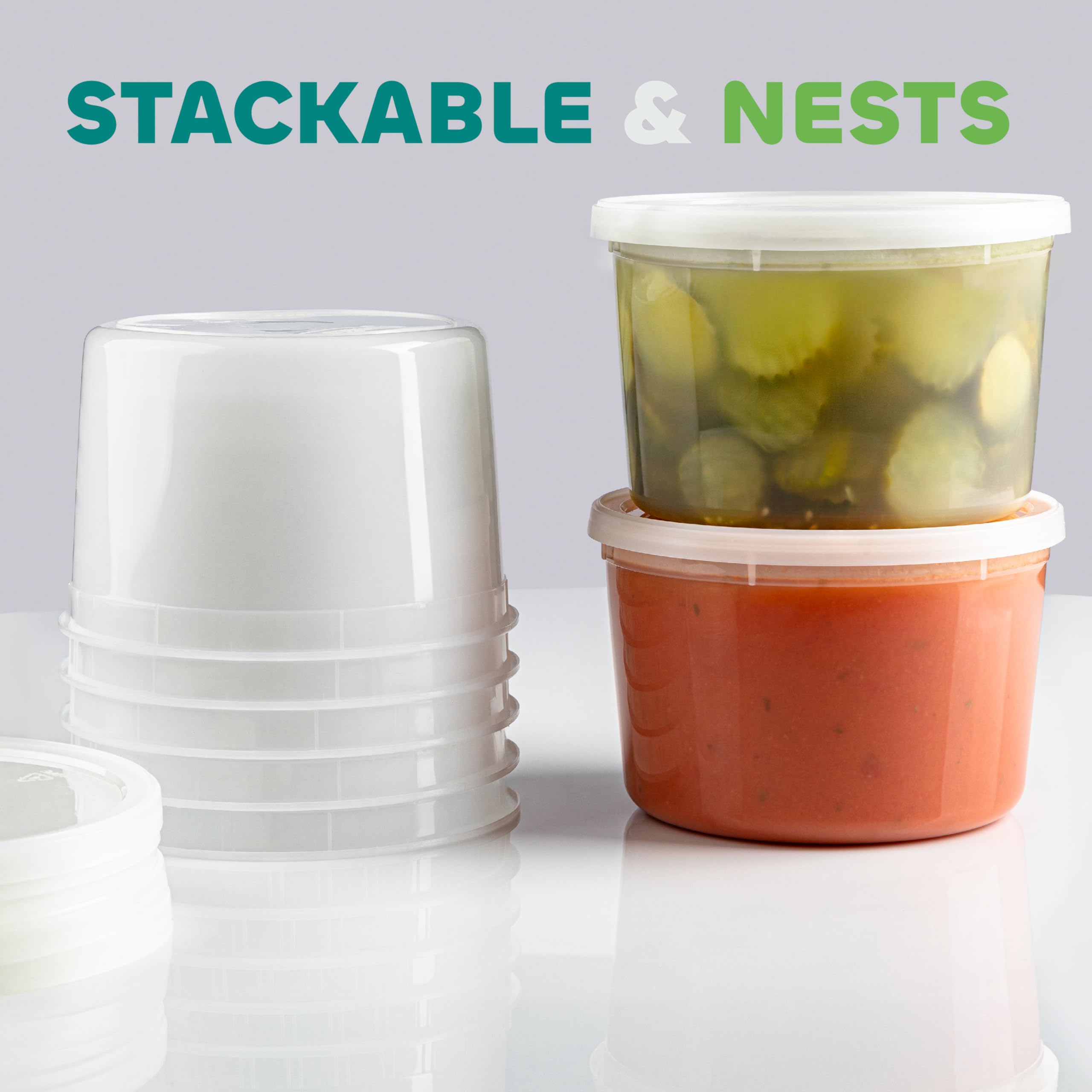 JoyServe 64 oz Plastic Containers with Lids - (Pack of 6) Food Storage Organizer Half Gallon Round Plastic Deli Container with Leak-Proof Lid, BPA-Free, Freezer, Dishwasher & Microwave Safe