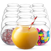 JoyServe 16 Oz Plastic Fish Bowl (12 Pack) 4 Inch Heavy Duty Plastic Ivy Bowls, for Candy, Carnival Games, Prizes, Centerpieces and Party Decoration Supplies, BPA-Free