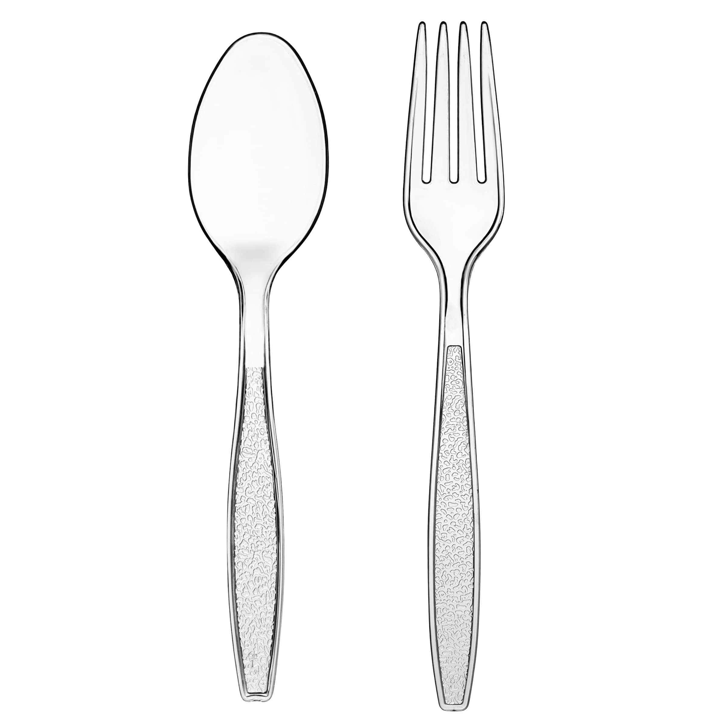 Plastic Forks and Spoons Set - (Bulk Pack 360 Pcs) Clear Plastic Cutlery Utensils Heavy Duty, 180 Forks and 180 Spoons, Silverware Sets for Party Supplies, Dinners, Take-Out, Catering, Food Services