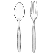 Plastic Forks and Spoons Set - (Bulk Pack 360 Pcs) Clear Plastic Cutlery Utensils Heavy Duty, 180 Forks and 180 Spoons, Silverware Sets for Party Supplies, Dinners, Take-Out, Catering, Food Services