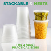 JoyServe Deli Food Storage Containers with Lids - (48 Sets) 24-32 Oz Quart Size & 24-16 Oz Pint Size Plastic Airtight Takeout Meal Prep Storage, BPA-Free, Dishwasher, Microwave Safe