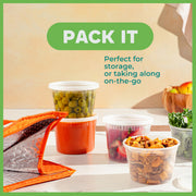 JoyServe 16 Oz Deli Food Containers with Lids - (180 Sets) Airtight Plastic Food Storage for Takeout, Meal Prep, To-Go, and Soup Freezer Containers with 180 Lids, BPA-Free, Dishwasher, Microwave Safe