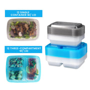 Food Storage Containers With Lids - (144 Pack-32 Oz) 72- 3 Compartment Meal Prep Containers Reusable Or Disposable & 72- Single Food Storage Bento Boxes, Bpa Free, Microwave, Freezer, Dishwasher Safe