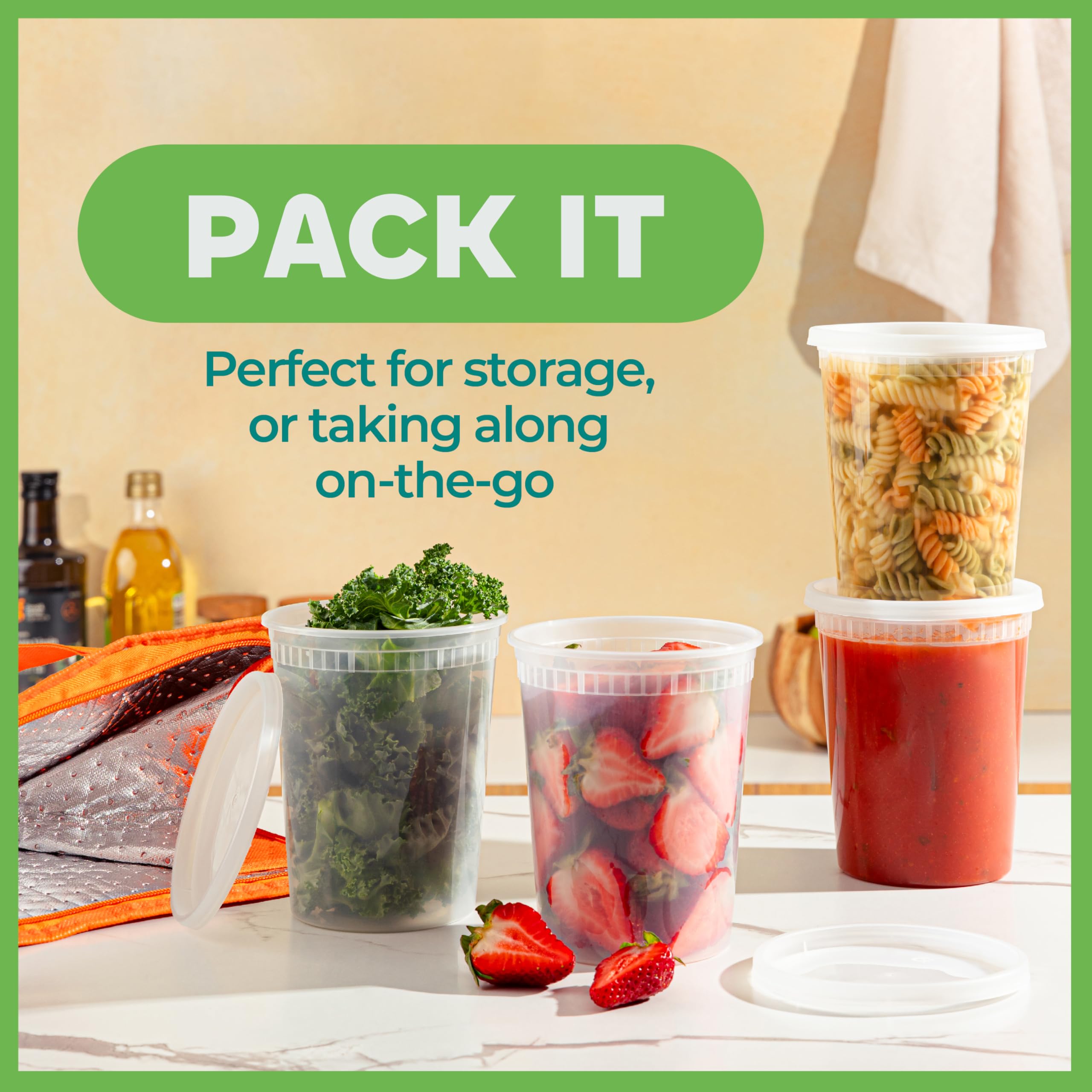 JoyServe Deli Food Containers with Lids for Food, Snacks, Takeout, Meal Prep - Durable Clear Containers for Food - Stackable and Durable, Dishwasher & Microwave Safe