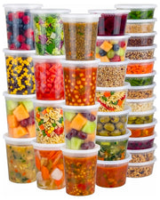 48 Sets Plastic Food Storage Deli Containers w/ Lids 8oz, 16oz & 32oz Quart