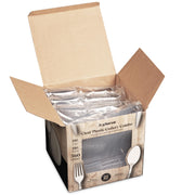 Clear Plastic Cutlery Set - (Bulk Case Pack of 1440 Pcs) Plastic Utensils Heavy Duty, 720 Forks and 720 Spoons, Silverware Sets for Party Supplies, Dinners, Take-Out, Catering, Food Services